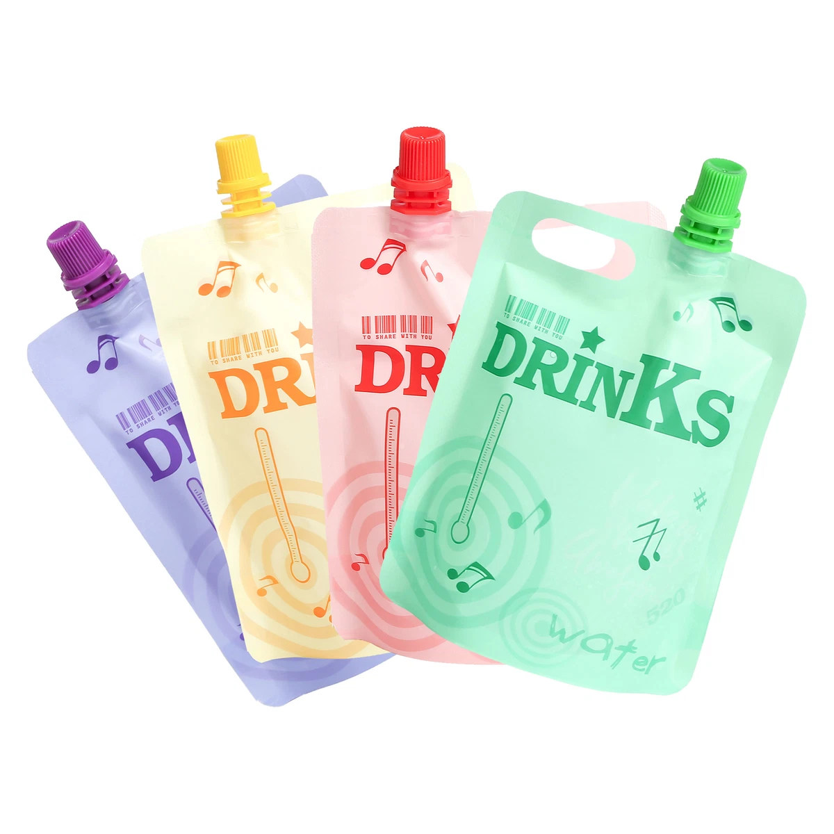 Plastic Drink Bags Matte Bottle Pouches Design Print Drinking Pouches for  Water