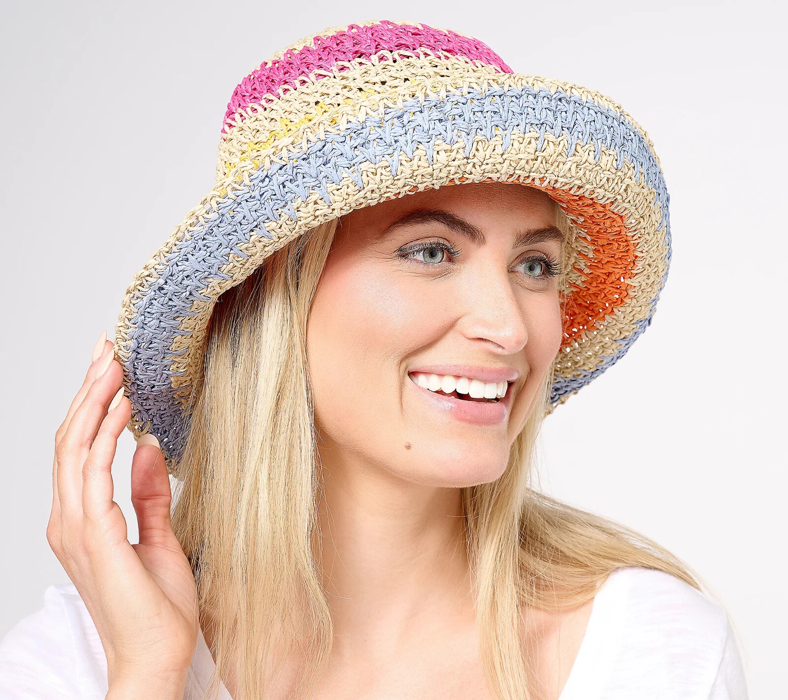 Соломенная шляпа с логотипом Lori Goldstein от пляжа до улицы, комбинированная с коричневым, Один размер