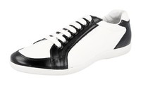 Prada Leder Offshore Linea Rossa Sneaker - 4E2439 Weiss Schwarz Neu - 7,5 41,5
