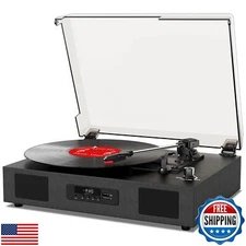 Vinyl Record Player with Speakers, Belt-Drive 3 Speed Vintage Bluetooth Turnt