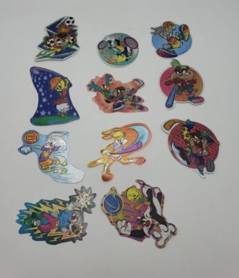 Set of 11 90s LOONEY TUNES Foil Sports prism Stickers  1998 Bugs, Tweety, Taz 