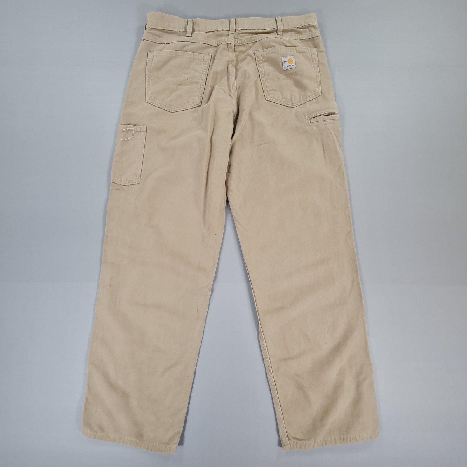 Carhartt Mens Trousers Beige W38 L32 Carpenter Loose Fit Flame Resistant FRB159
