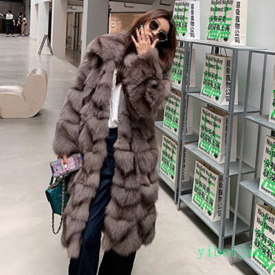 Women's Knee Length Long Faux Fur Coats Winter Clothes Casual Outerwear  Outdoor