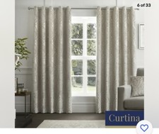 Curtina CHATEAU Natural Jacquard Eyelet Curtains