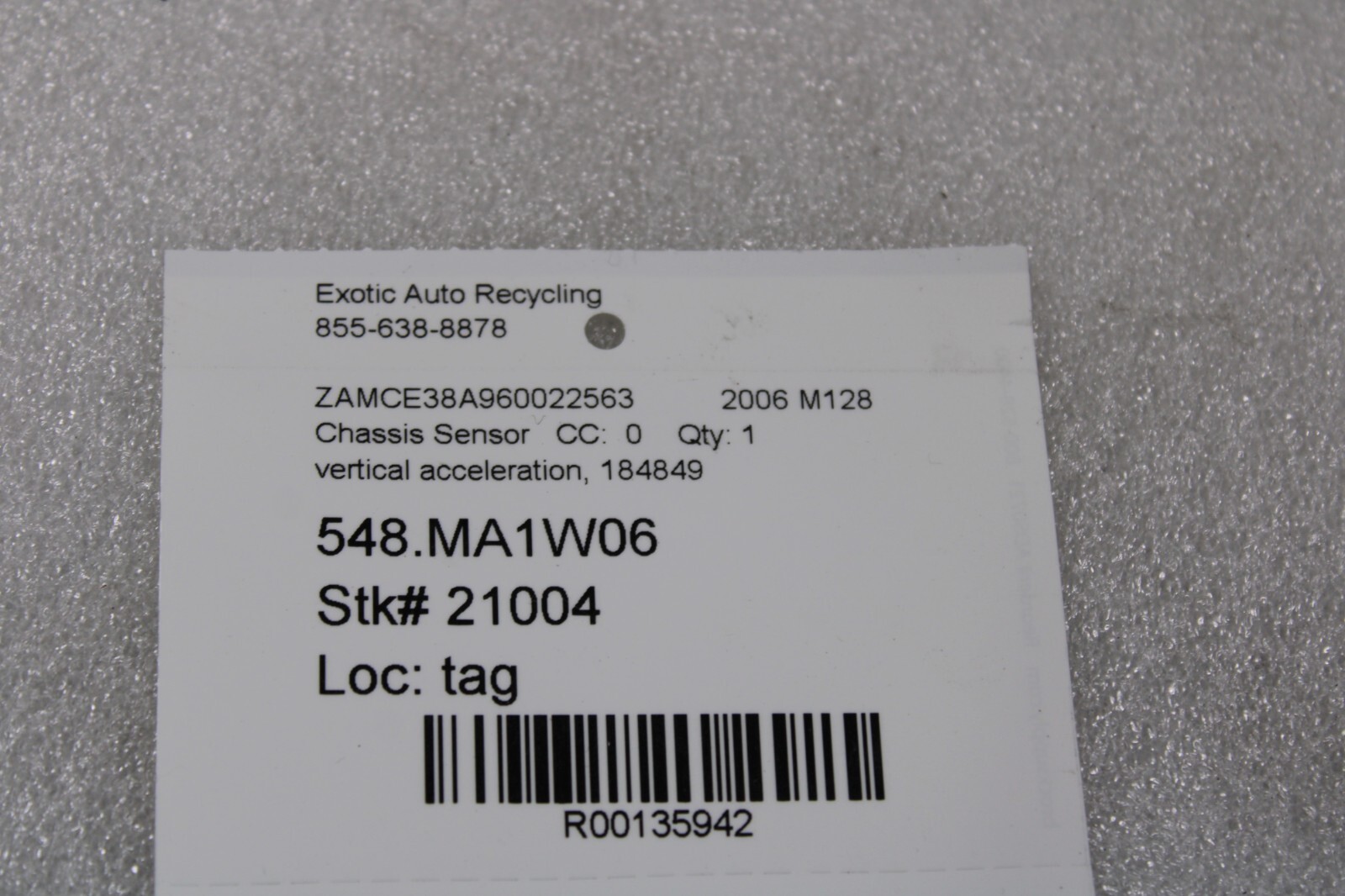 Maserati M128 Coupe, Vertical Acceleration Sensor, Used, P/N 184849