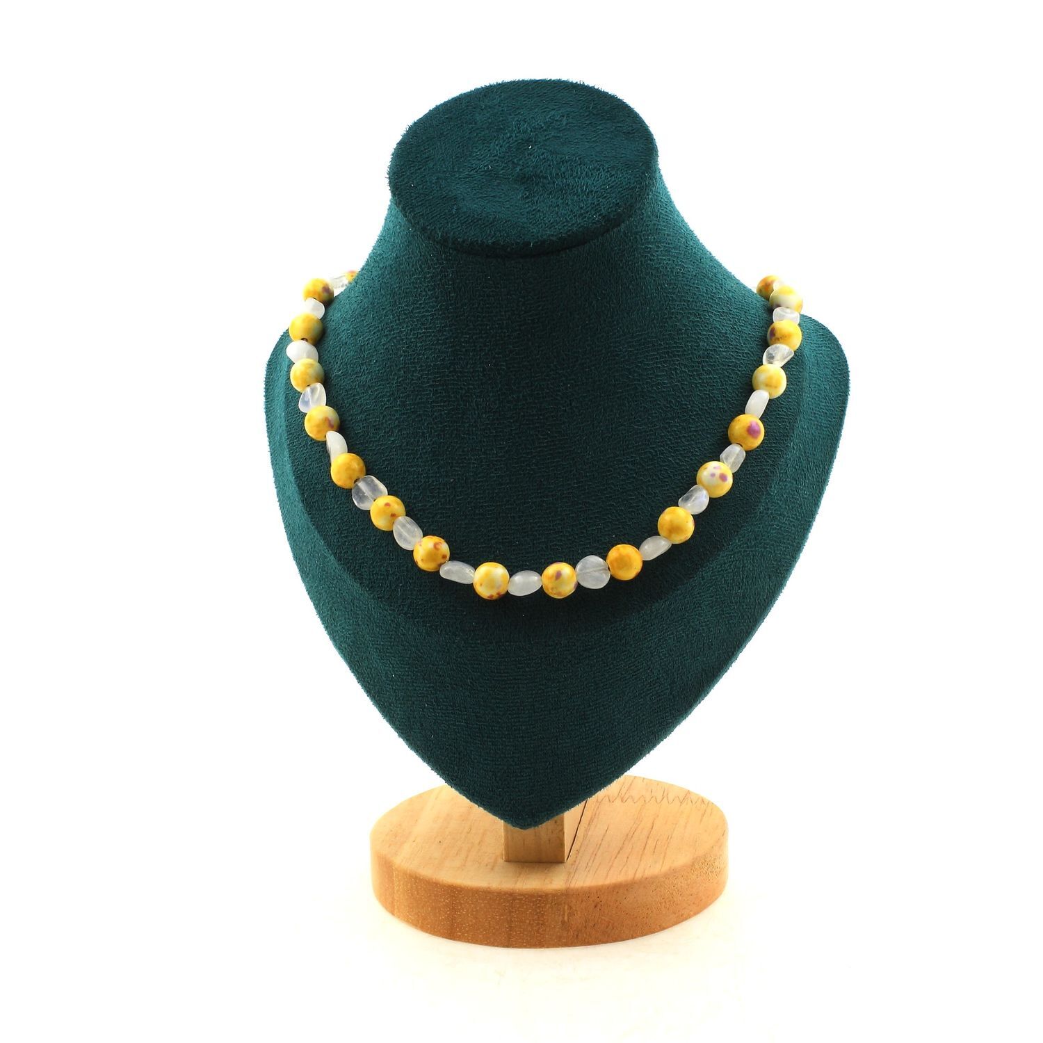 Collier perles Pierre de lune d'Inde et Jaspe 8 mm, le bijou idéal pour sublimer vos tenues