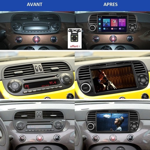 ✅Fiat 500 Écran Android 12 Carplay Intégré caméra de recule offerte - Afbeelding 2 van 4