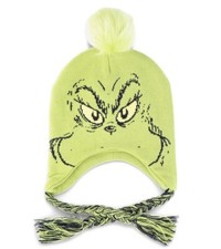 New The Grinch Dr Seuss Knit Adult Laplander Hat Winter Christmas Movie Cartoon