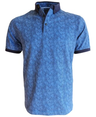 Polo Shirt Baileys blau dunkelblau Print Blätter Baumwolle Gr. L 4XL 6XL