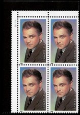 US 1999 SC#3329 JAMES CAGNEY POSTAGE STAMP P# BLOCK OF 4 MNH