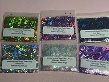 Solvent Resistant Holographic 3 MM Hollow Heart nail art glitter shape US Seller
