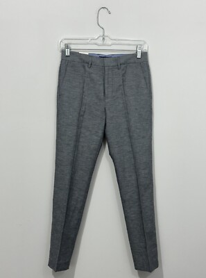 Crewcuts Thompson Pants Boys 10 Linen Cotton Blend Gray Adjustable Waist Pockets