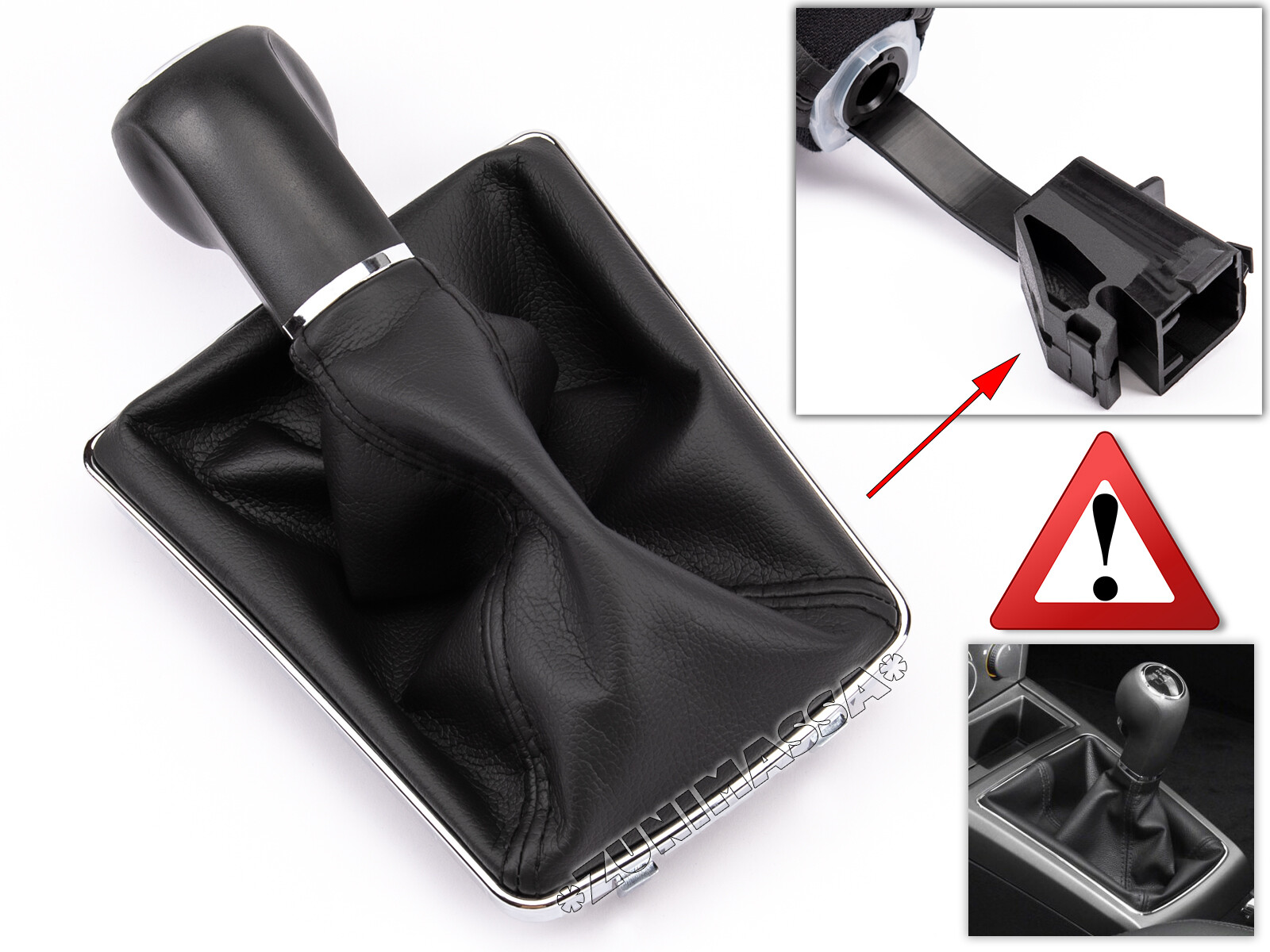 Pommeau De Levier De Vitesse 6 Vitesses Pour Opel Astra H - Cuir Noir Et Chrome, Soufflet Inclus - ZU-Parts