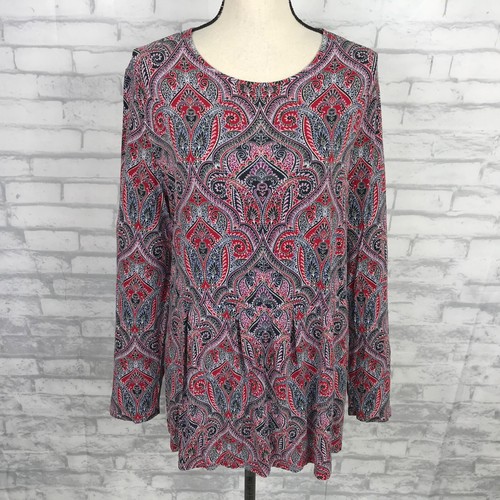 J Jill Wearever Collection Tunic Top Shirt Size L Stretch Long Sleeve Knit
