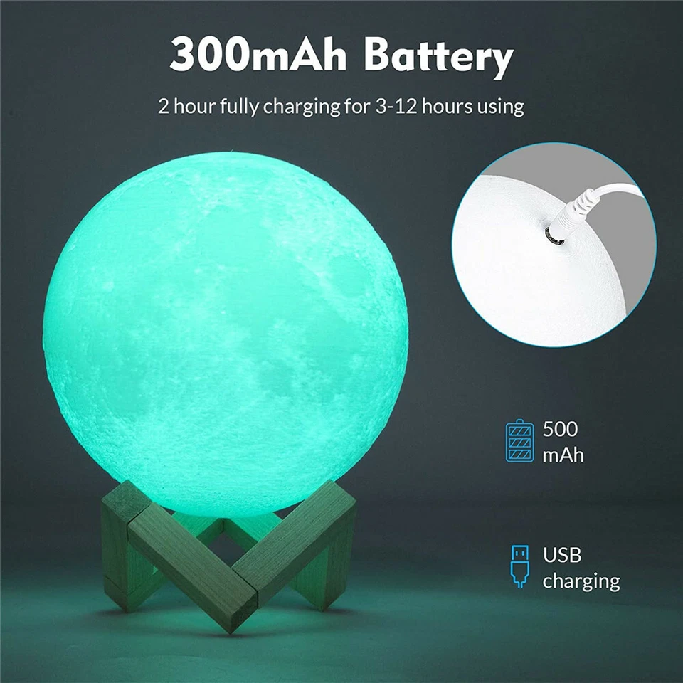 Impresión 3D Luna Galaxia Lámpara Luz Luna USB LED Luz Nocturna Táctil Cambio de Color Foto 4 de 4
