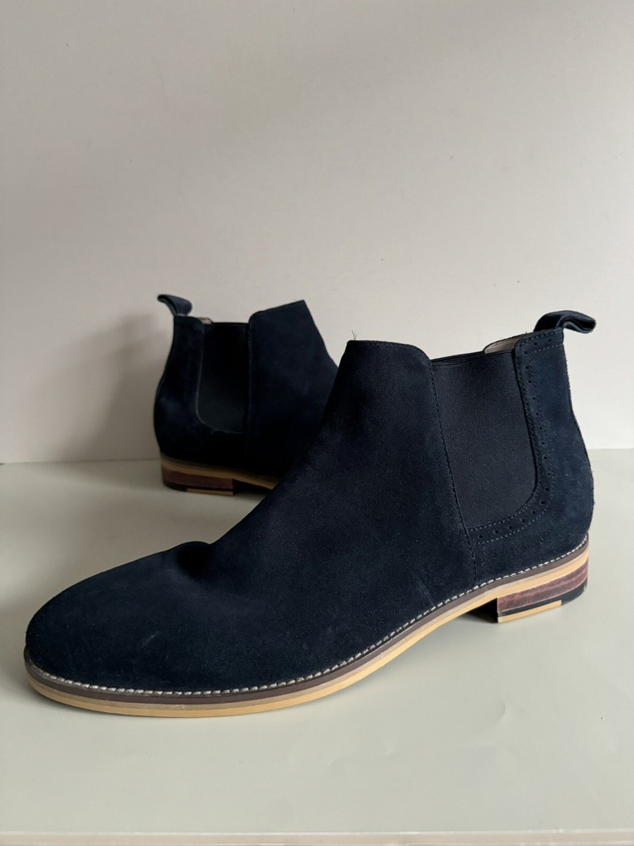 JOHNSON & MURPHY NAVY SUEDE LEATHER PULL ON CHELSEA BOOTS SZ  display picture 3