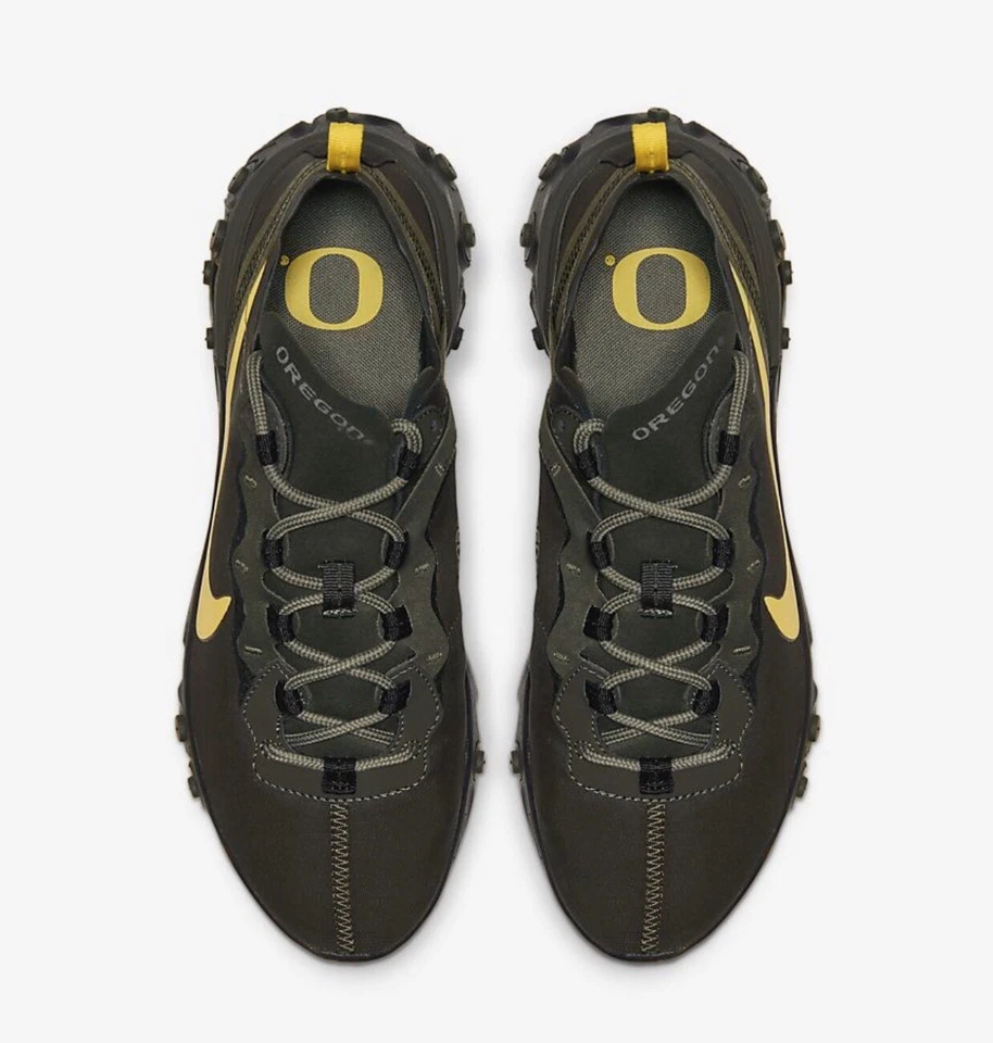 RARE Nike Oregon Ducks Mens 9 React Element 55 Shoes Sequoia/Black/Olive/Yellow - Image 4 of 4