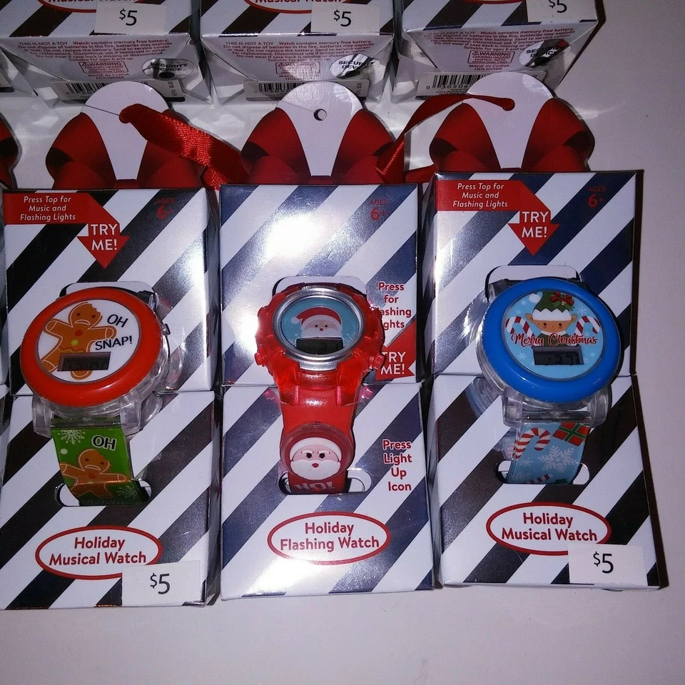 Juego de 8 Relojes de Navidad Bolsas de Regalo de Vacaciones Medias Rellenos Música Varios Foto 3 de 4