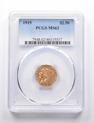 MS62 1915 $2.50 Indian Head Gold Quarter Eagle PCGS *0294