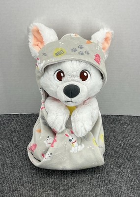 Disney Parks Babies Baby Bolt Plush in Swaddle Blanket Pouch White 11  Puppy Dog