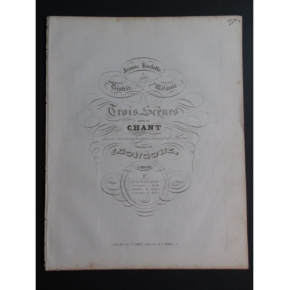 Concone Joseph Jeanne Beil Szene Und Air Gesang Piano ca1840 | eBay