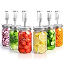 Fermentation Lids for Wide Mouth Mason Jars, 6-Pack with Date Tracker