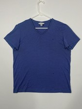 Calvin Klein Blue V-Neck T-Shirt Women's Size Large Body Fit Coupe Cintree Tee