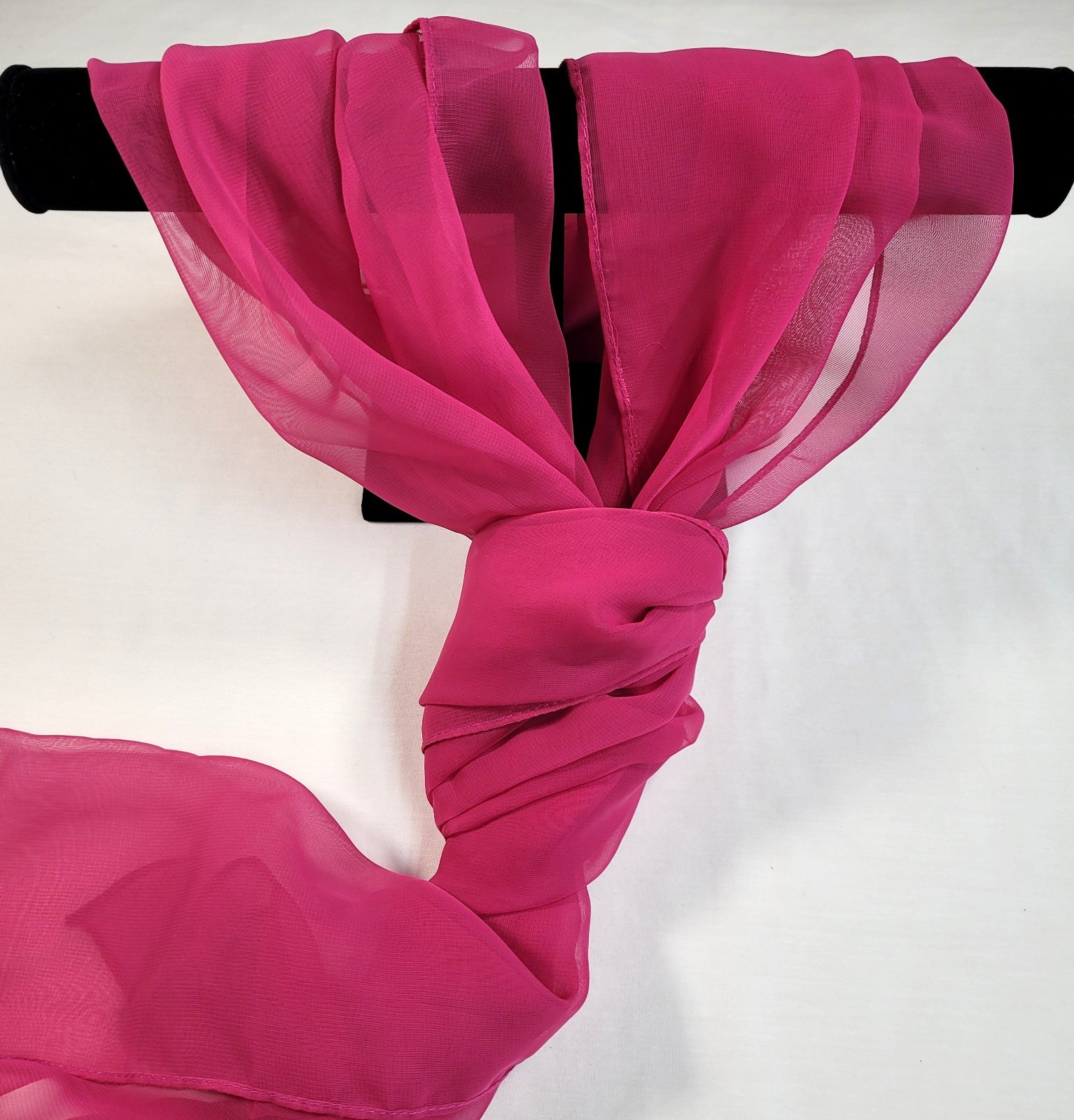 Women's Scarf Hot Pink Solid Rectangular Lightwei… - image 1