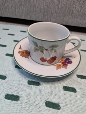 Royal Worcester Evesham Vale Porzellan Teetasse & Untertasse Obst Design