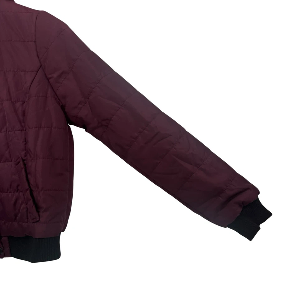 Jou Jou Junior Puffer Jacket Faux Fur Trimmed Hood Burgundy Size S - Image 3 of 4