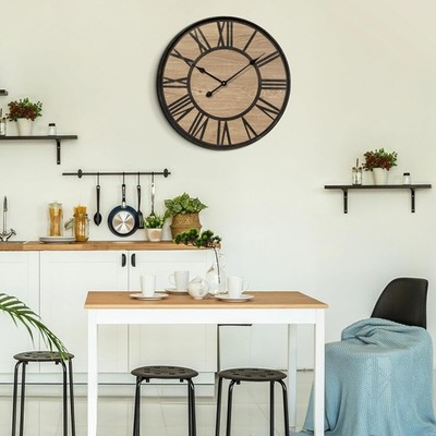 Large Wall Clock for Living Room Decor, Non Ticking Silent, Battery Operated Mod