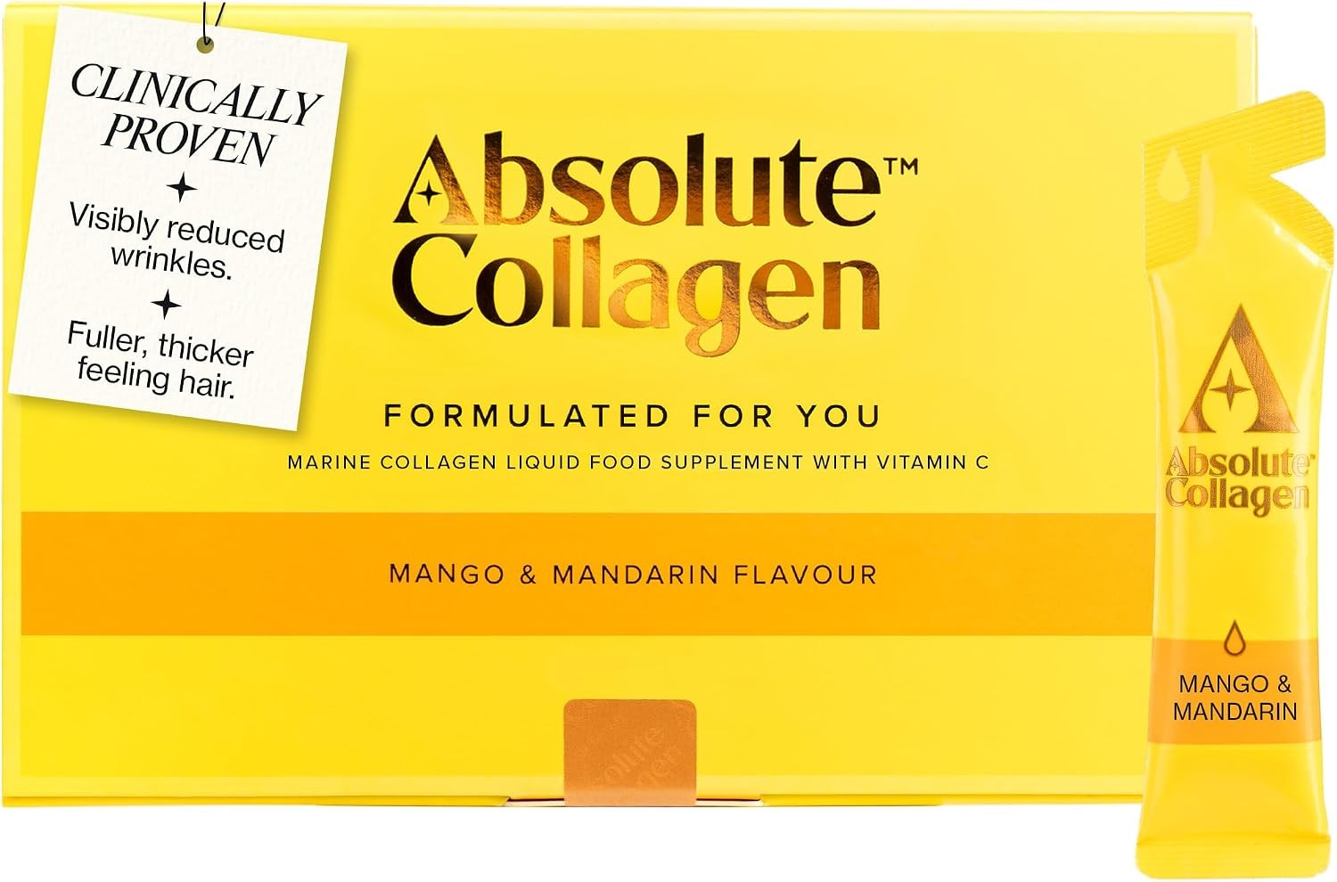 Marine Liquid Collagen Sachets 8000mg Vitamin C Mango Mandarin 14 Day Supply