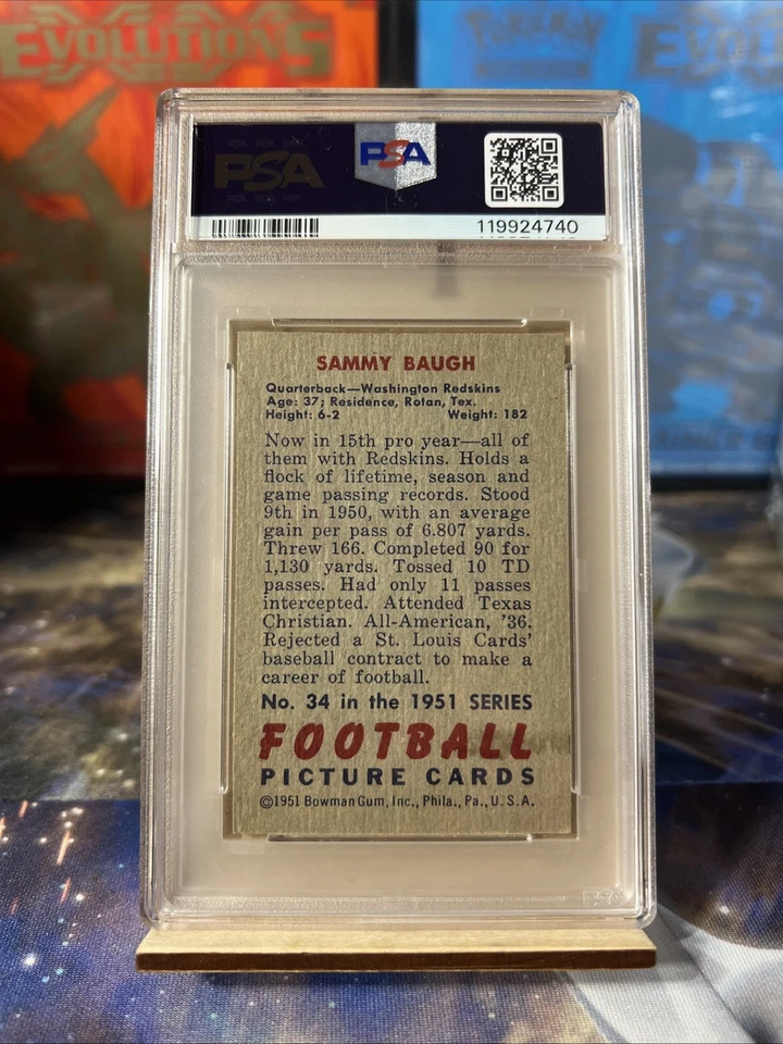 1951 Bowman - Sammy Baugh #34 - Image 3 of 3