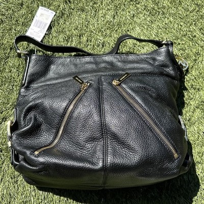 Michael Kors MK Portland Black Pebbled Leather Hobo Tote Shoulder