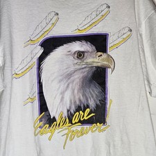 Vintage Fruit Of The Loom T Shirt Size L Eagles Are Forever 1990 Made In USA