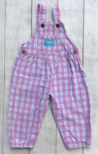 OshKosh B'Gosh Vintage 90s Girls Overalls Size 24 Months Pink Blue Plaid Vestbak