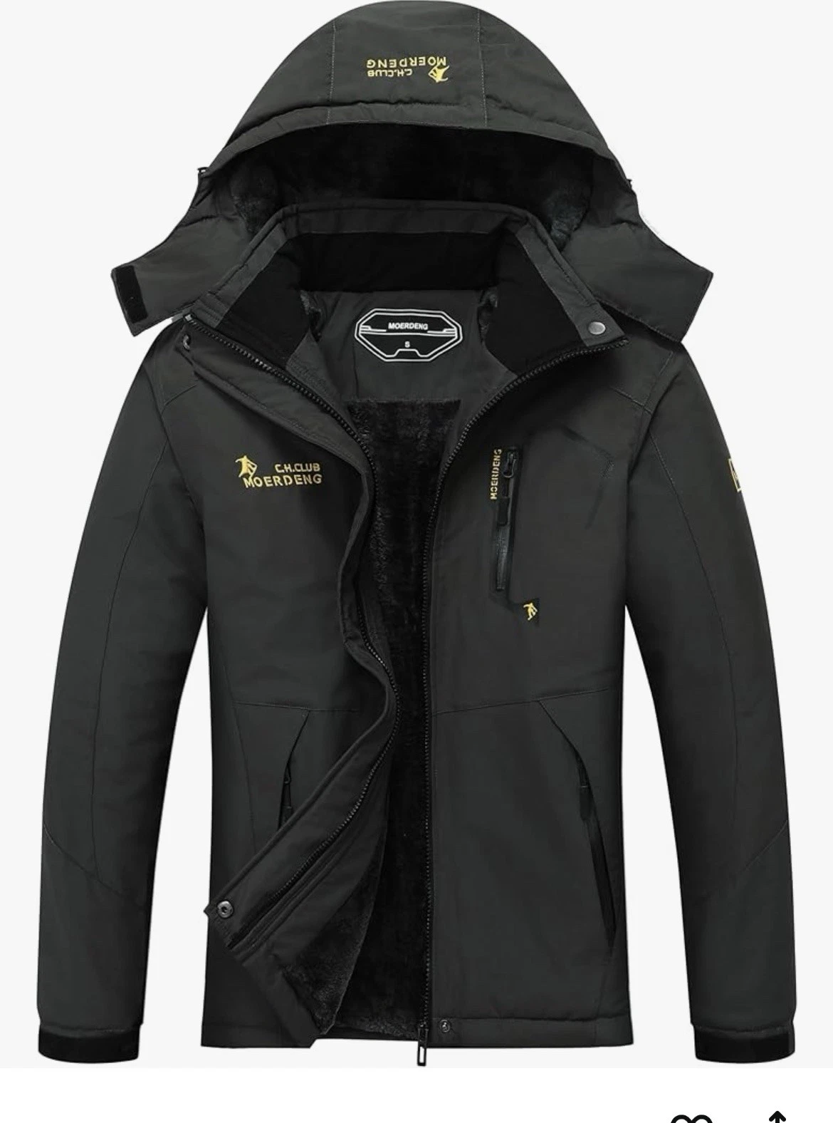 Mens Dark Grey Moerdeng Waterproof Hooded Winter Jacket Size 2XL Insulated New