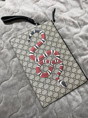 Guter Zustand Gucci Gucci King Snake Snake Embroidery Clutch Tasche