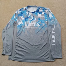 Huk Men's Long Sleeve Performance Stretch T-Shirt Small Blue