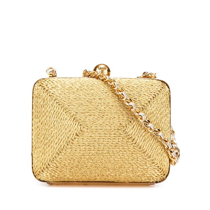 Chanel Coco Mark Chain Shoulder Bag Gold glitter canvas 974847