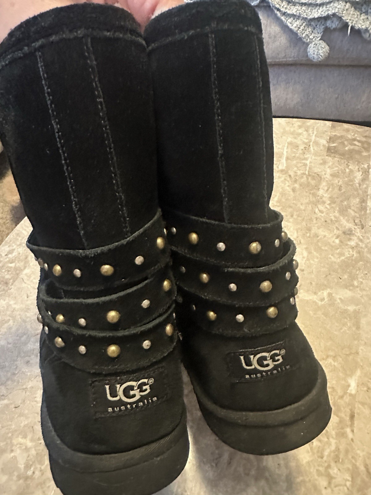 Ugg Black Suede Clovis Shearling Studded Side Zip… - image 10
