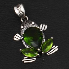 Peridoto pietra preziosa etnica fatta a mano rana ciondolo gioiello per unisex 1,84" AP-31406