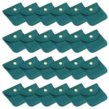 24 Pcs 3x3 Inch Velvet Jewelry Pouches Gift Bags with Snap Button Lake Blue