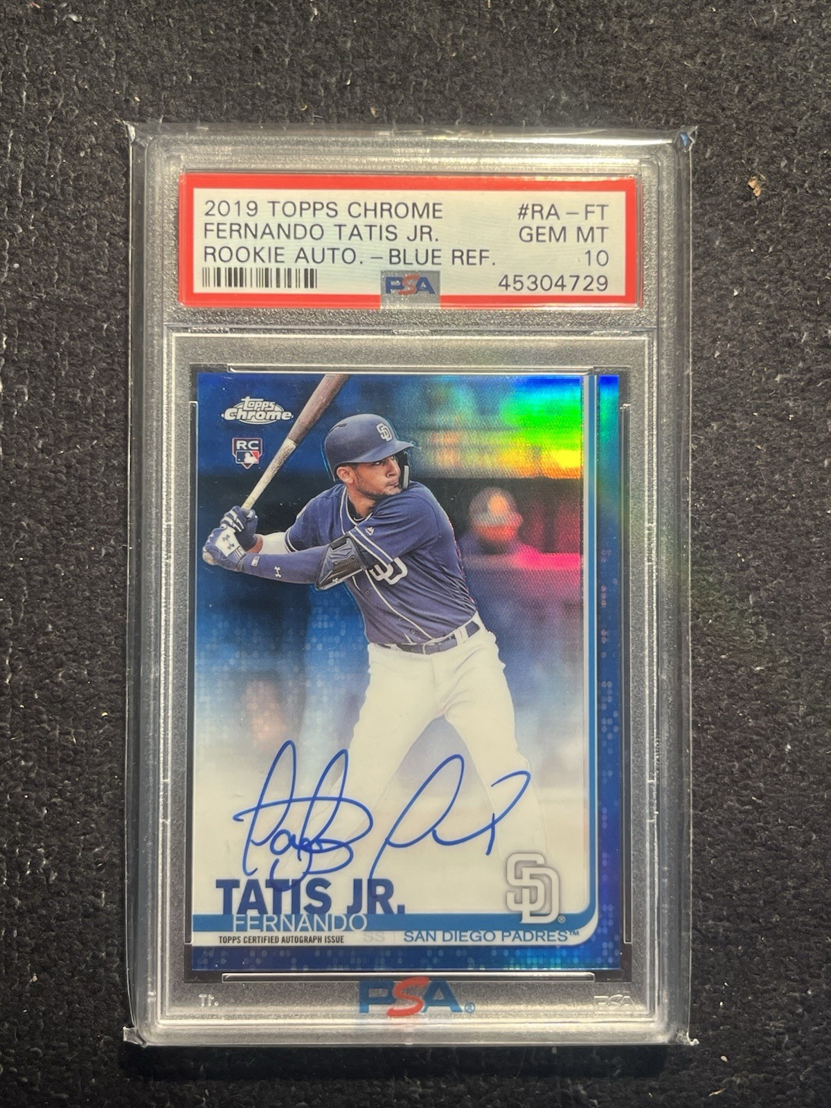 2019 Topps Chrome Fernando Tatis Jr. Rookie True Blue Refractor Auto /150 PSA 10