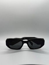 PRADA Milano SPR 17W Rectangle Sunglasses Black Frame Gray Tinted UV400 145
