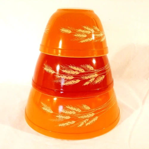Pyrex Nesting Bowls Autumn Harvest 401 402 403 Vintage Set of 3
