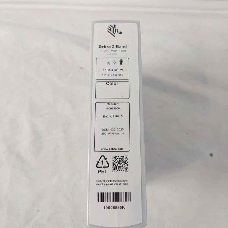 Zebra 10006995K Z-Band Direct Wristband 1"x11" Case of 1200 Wristbands - Image 2 of 4