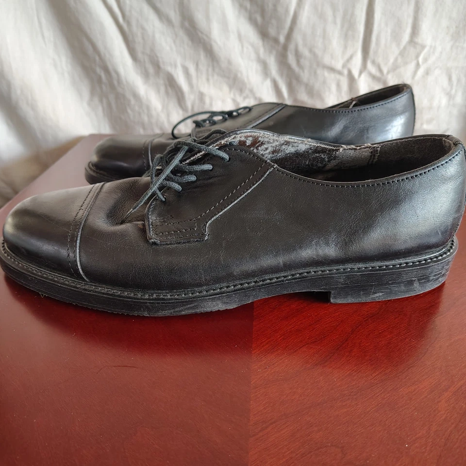 Zapatos de vestir Oxford vintage Dexter de cuero negro con punta de ala para hombre 11 hechos en EE. UU. DE COLECCIÓN Foto 3 de 4