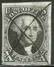U.S. #2 Used - 1847 10c Black ($575)