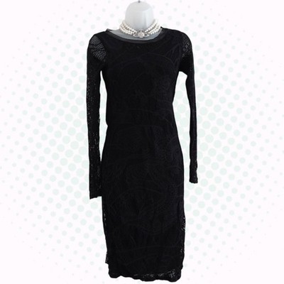 knee length dresses for ladies TATTOO MESH LONG SLEEVE DRESS main image 0